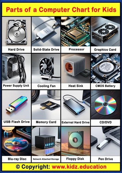 Parts of a Computer Chart - 3 | Printable Educational Chart for Kids