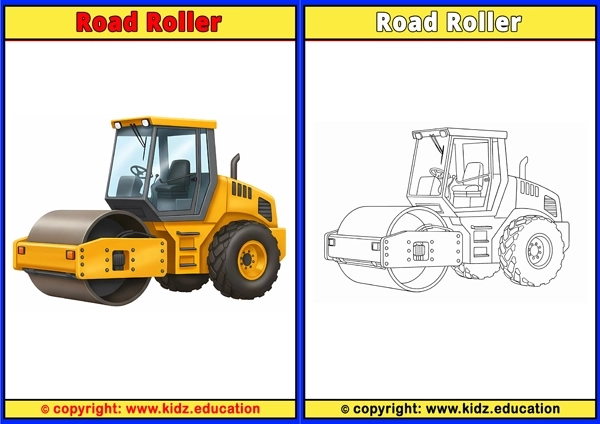 Road Roller - Printable Coloring Page for Kids