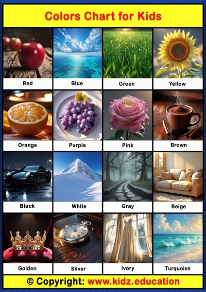 Colors Chart – 1 | Printable Educational Chart for Kids