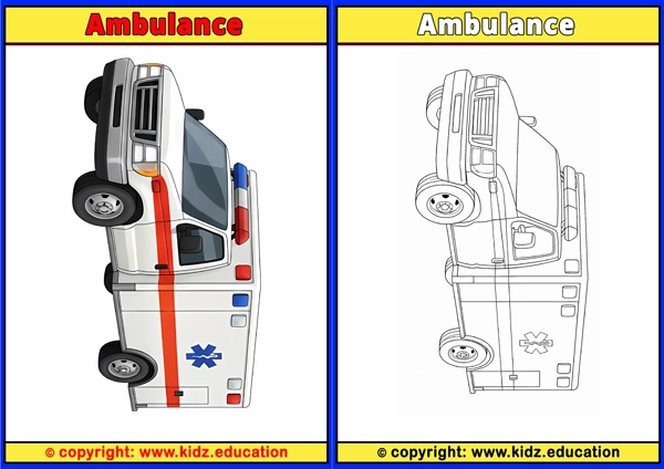 Ambulance - Printable Coloring Page for Kids
