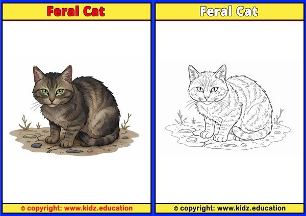 Feral Cat - Printable Coloring Page for Kids
