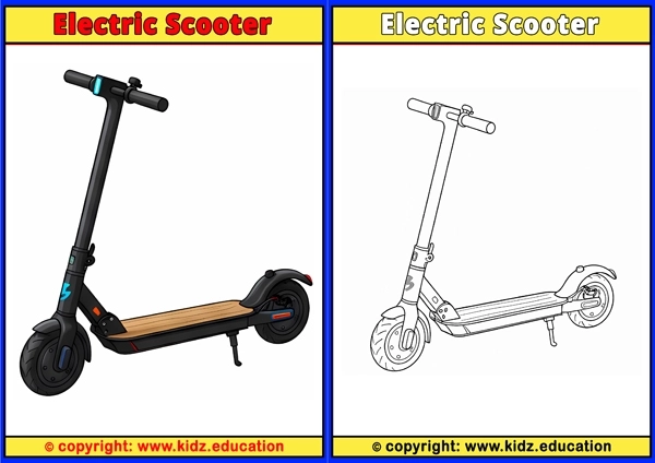 Electric Scooter - Printable Coloring Page for Kids