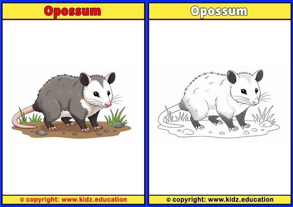 Opossum - Printable Coloring Page for Kids