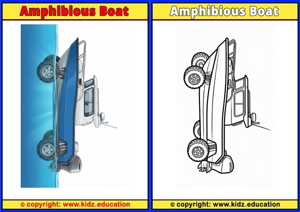 Amphibious Boat - Printable Coloring Page for Kids