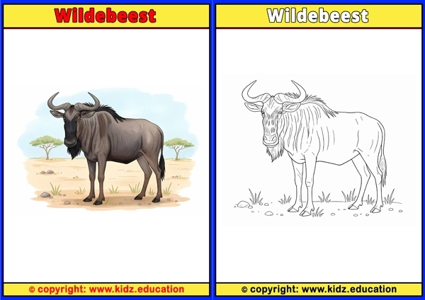 Wildebeest - Printable Coloring Page for Kids