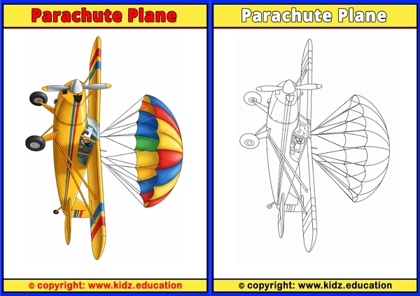 Parachute Plane - Printable Coloring Page for Kids