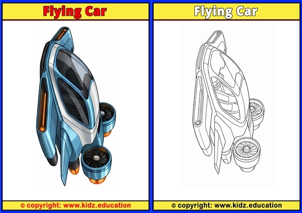 Flying Car - Printable Coloring Page for Kids