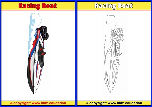 Racing Boat - Printable Coloring Page for Kids