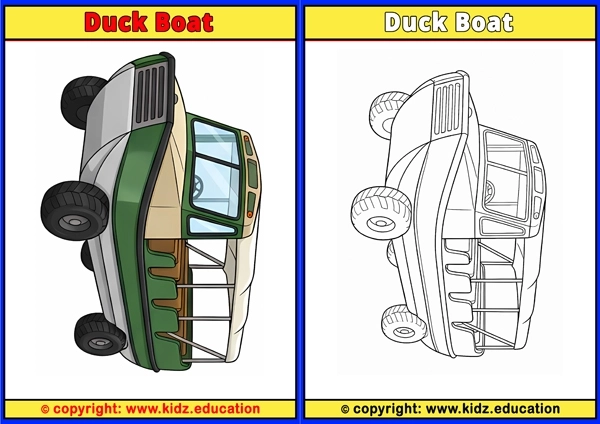 Duck Boat - Printable Coloring Page for Kids