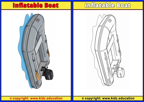Inflatable Boat - Printable Coloring Page for Kids