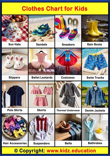Clothes Chart - 3 | Printable Educational Chart for Kids