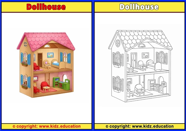 Dollhouse - Printable Coloring Page for Kids
