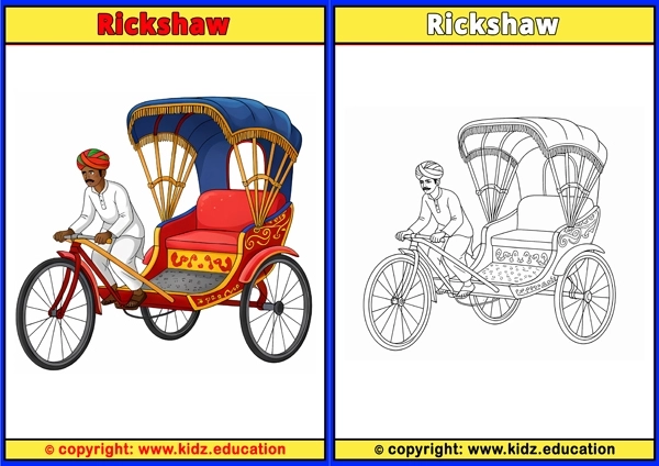 Rickshaw - Printable Coloring Page for Kids