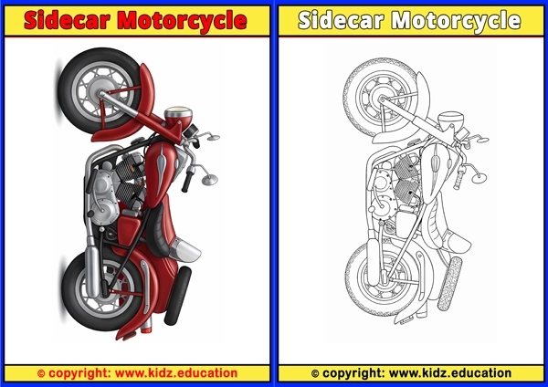 Sidecar Motorcycle - Printable Coloring Page for Kids