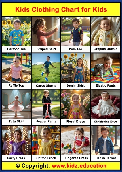 Kids Clothing Chart – 1 | Printable Educational Chart for Kids