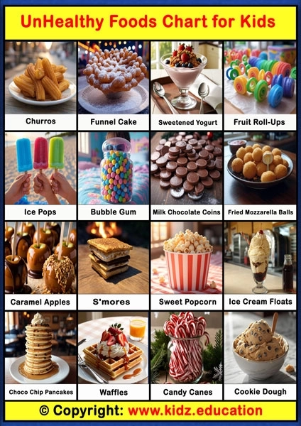 Unhealthy Foods Chart -3 | Printable Educational Chart for Kids