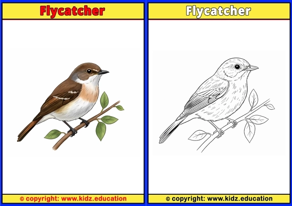 Flycatcher - Printable Coloring Page for Kids