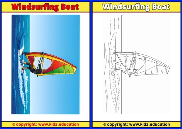 Windsurfing Boat - Printable Coloring Page for Kids